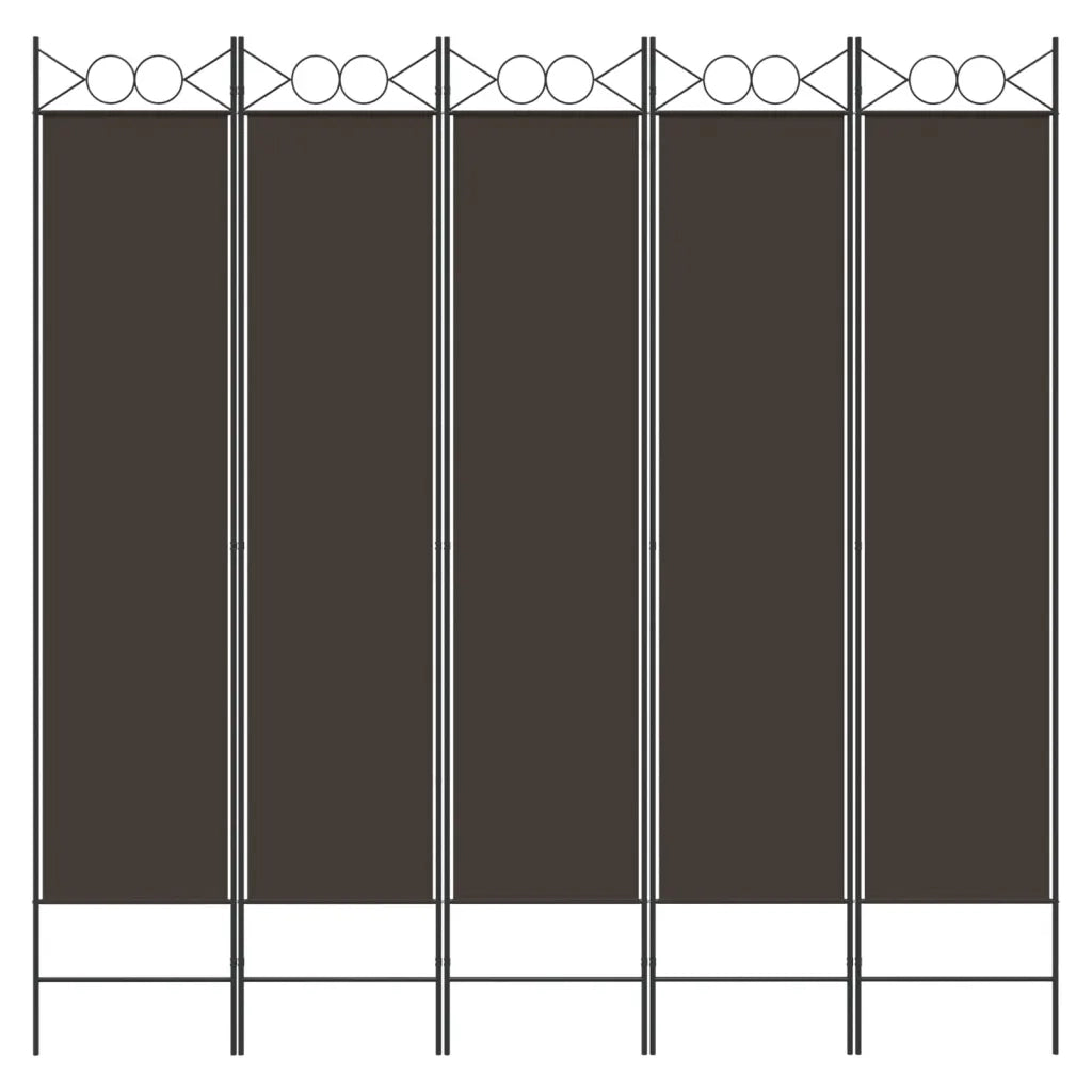 Divisorio a 5 Pannelli Marrone 200x200 cm in Tessuto 350155