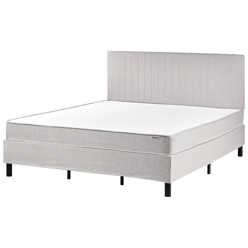 Letto matrimoniale con testiera Materasso a molle insacchettate 180 x 200 cm grigio chiaro camera da letto