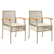Sedie da Giardino con Cuscini 2 pz | Sedie da Esterno Beige in Polyrattan e Acacia