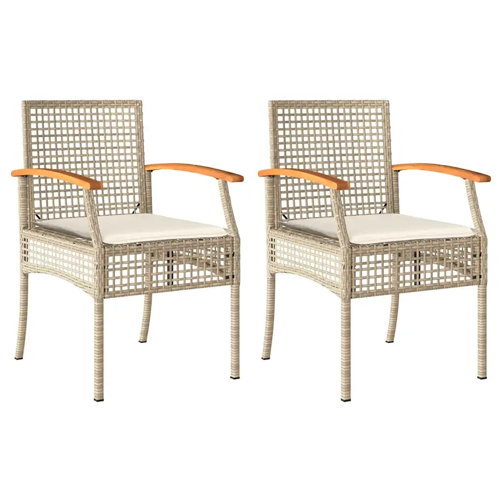 Sedie da Giardino con Cuscini 2 pz | Sedie da Esterno Beige in Polyrattan e Acacia