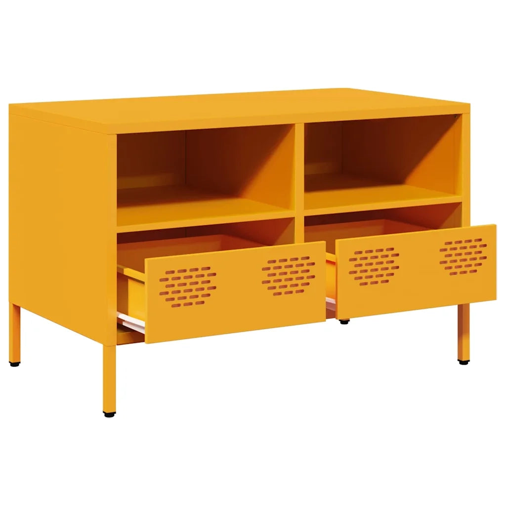 Mobile TV Giallo Senape 68x39x43,5cm Acciaio Laminato a Freddo