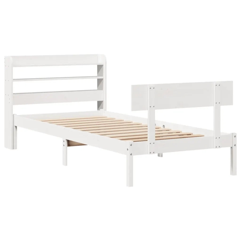 vidaXL Letto senza Materasso Bianco 75x190 in Legno Massello di Pino