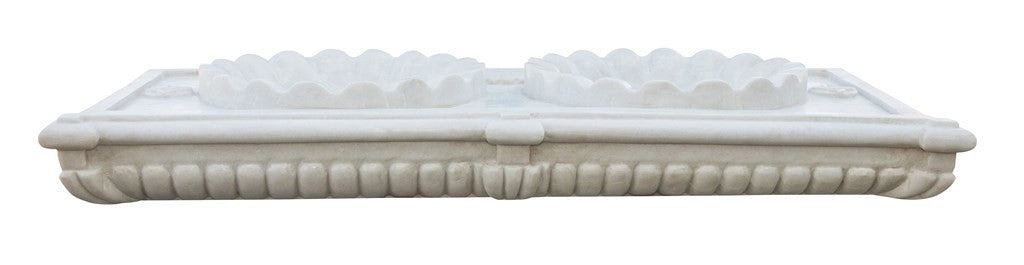 Biscottini Lavabo a due buche merlettate in marmo bianco L130xPR56xH15 cm Vasca realizzata