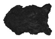 Tappeto Peloso In Pelliccia Ecologica Sagomato Modello Stoccolma Varie Misure - 60x90cm - Nero