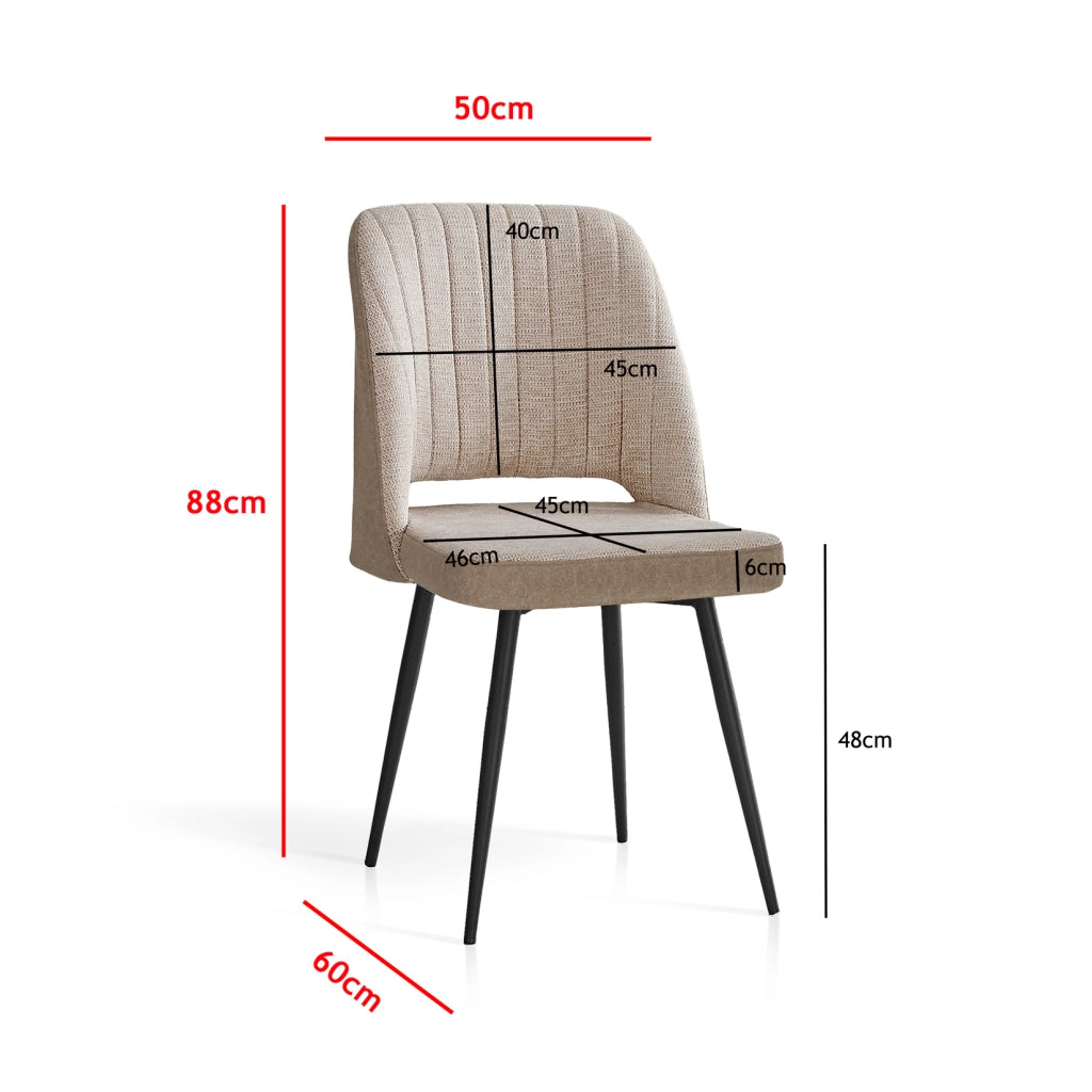 Set 2 sedie da pranzo Hispanohogar ferro e tessuto beige 88×50×60 cm