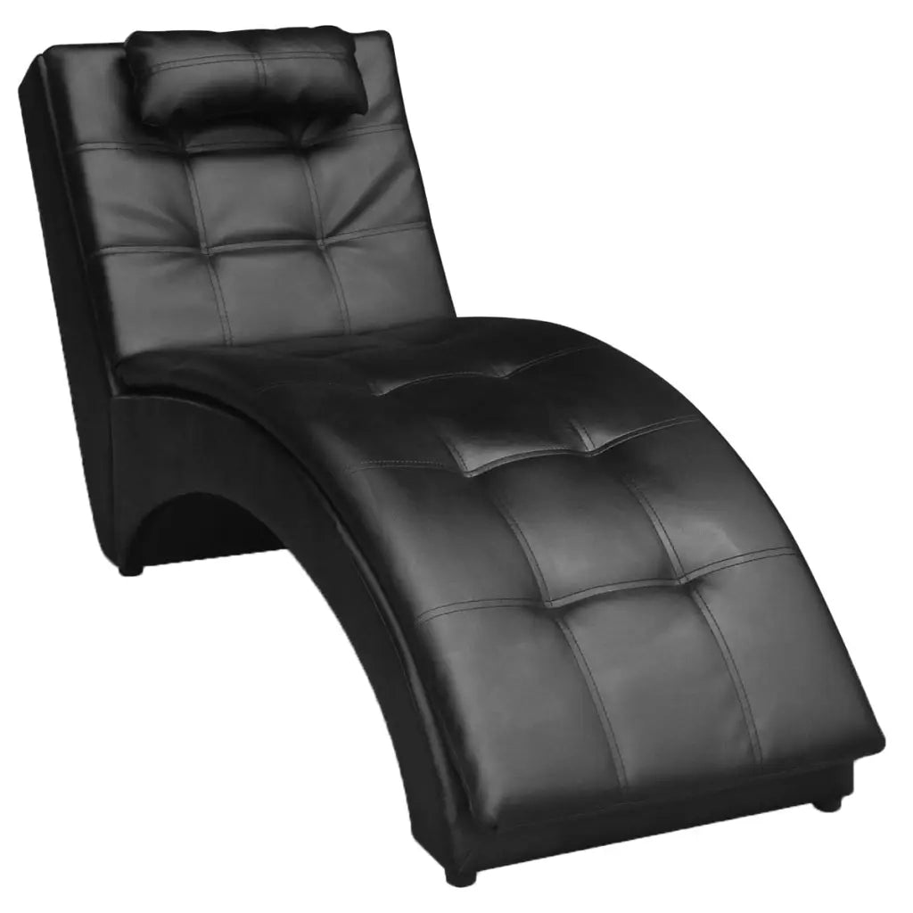 Sedia a Sdraio con Cuscino Nera in Similpelle cod mxl 67379