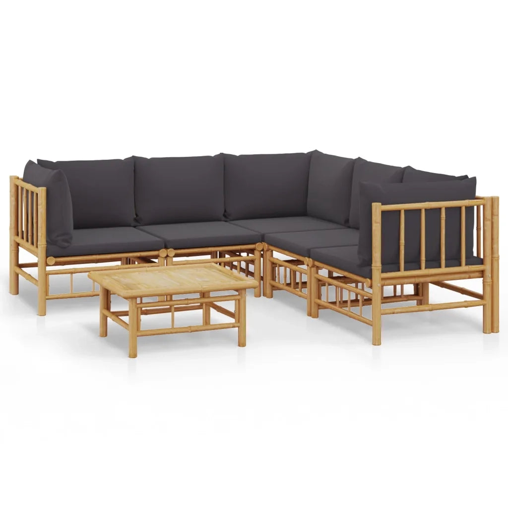 Set Salotto da Giardino 6pz con Cuscini Grigio Scuro BambÃ¹