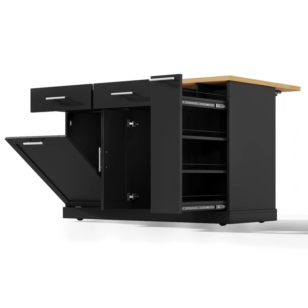 Isola Cucina su Ruote con Piano Ribaltabile e 2 Cassetti ¨C MINIMAL ¨C 120x45x93 cm