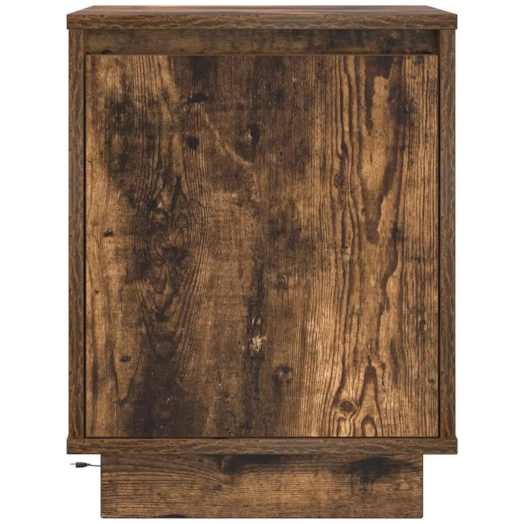 Set di 2 Comodini | Armadio da Notte | Mobiletto da notte con Luci a LED Rovere Fumo 38x34x50 cm