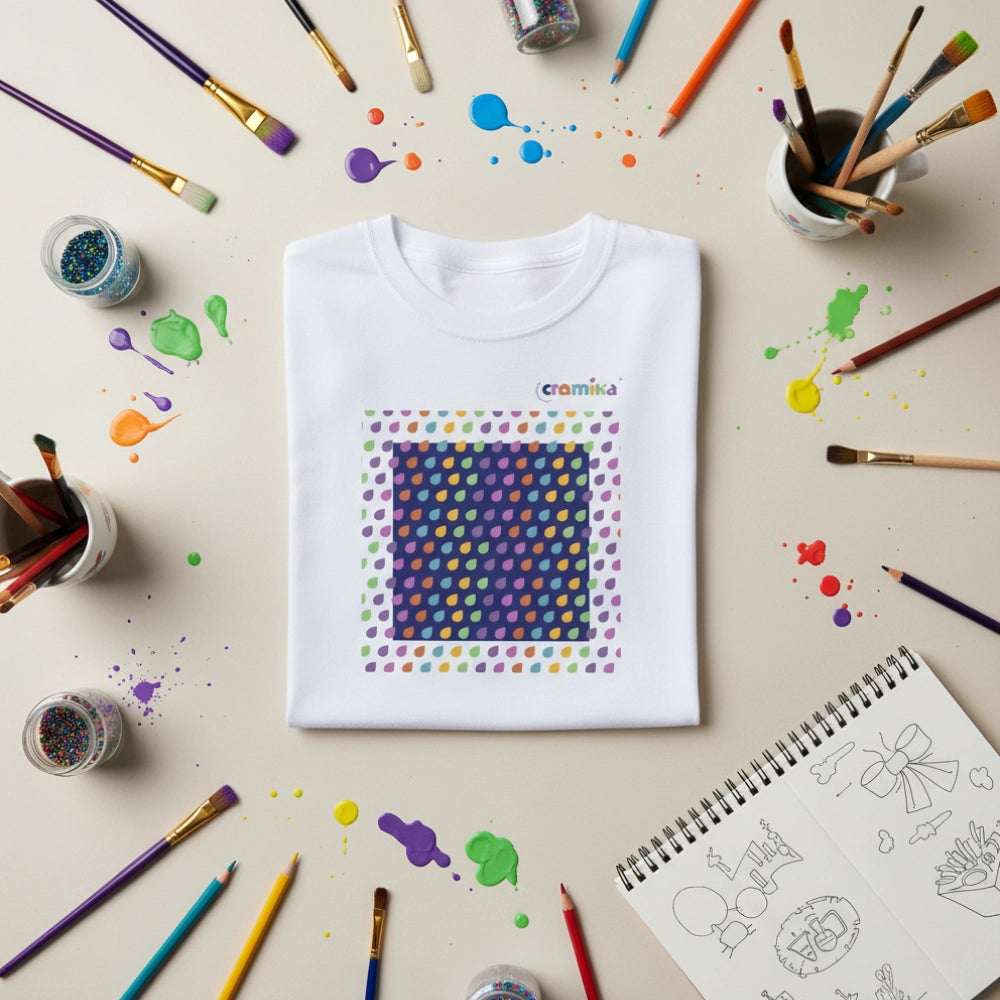 T-shirt cromika arte e colore in cotone naturale *** misura small - s, modello colorful drops, confezione 1