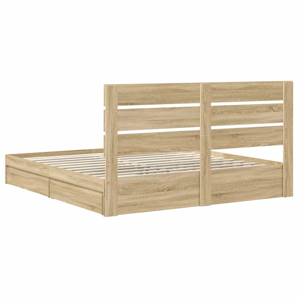 Letto con Contenitore con testiera Rovere Sonoma 180 x 200 cm