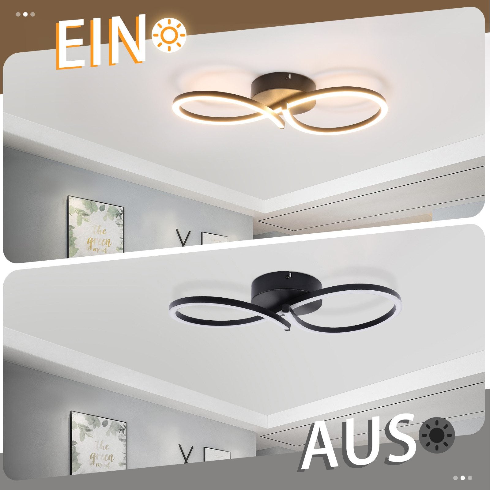 ZMH Lampada da soffitto plafoniera LED bianca 24W design moderno per soggiorno corridoio