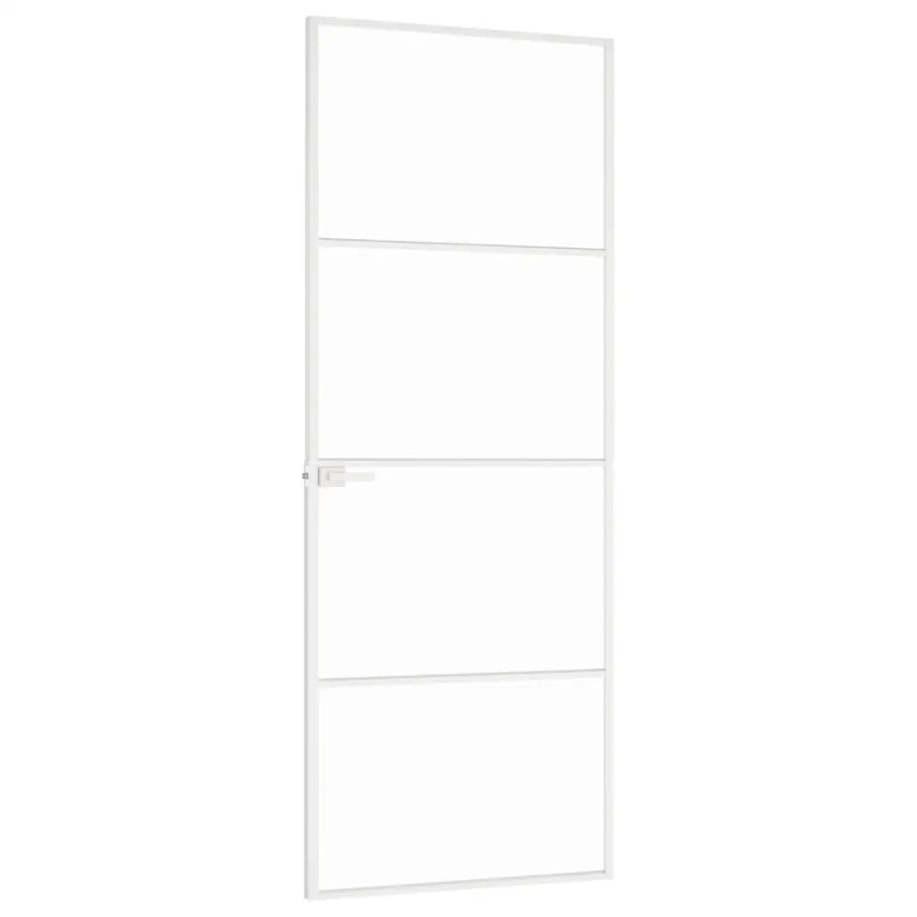 Porta Interna Bianca 76x201,5 cm Vetro Temperato Alluminio Slim 153666