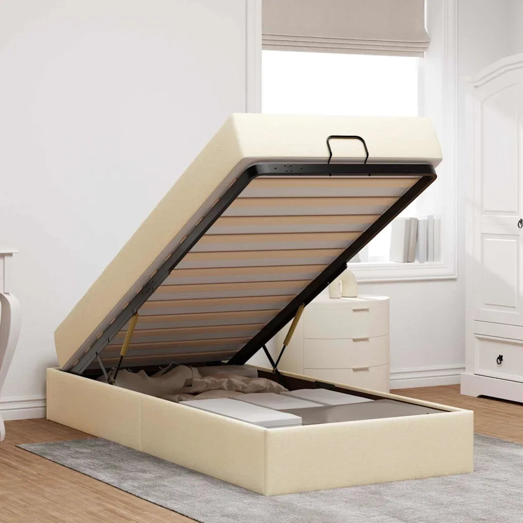 vidaXL Struttura del letto con materasso Crema 90 x 200 cm Tessuto