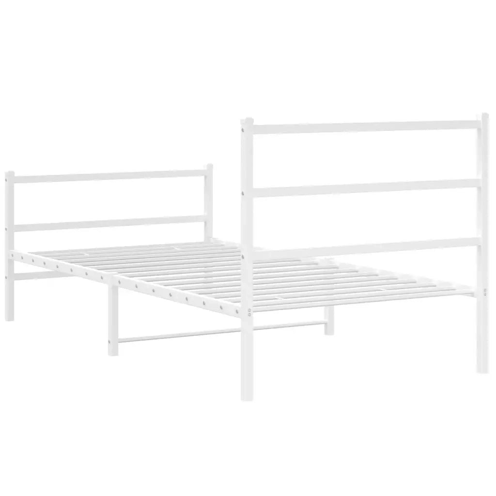 Giroletto con Testiera e Pediera Metallo Bianco 107x203 cm 355428