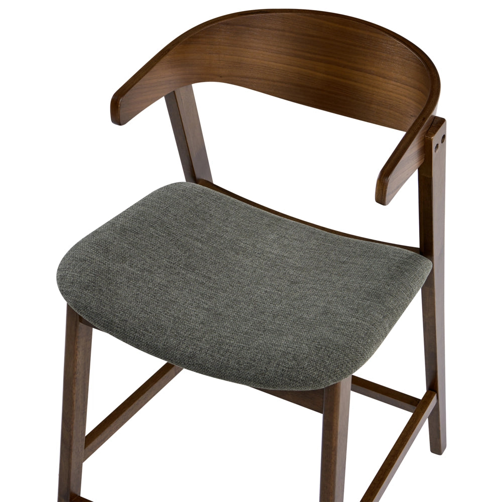 Set di 2 sedie da bar in tessuto di poliestere verde scuro con gambe in legno di gomma stile retrò tradizionale