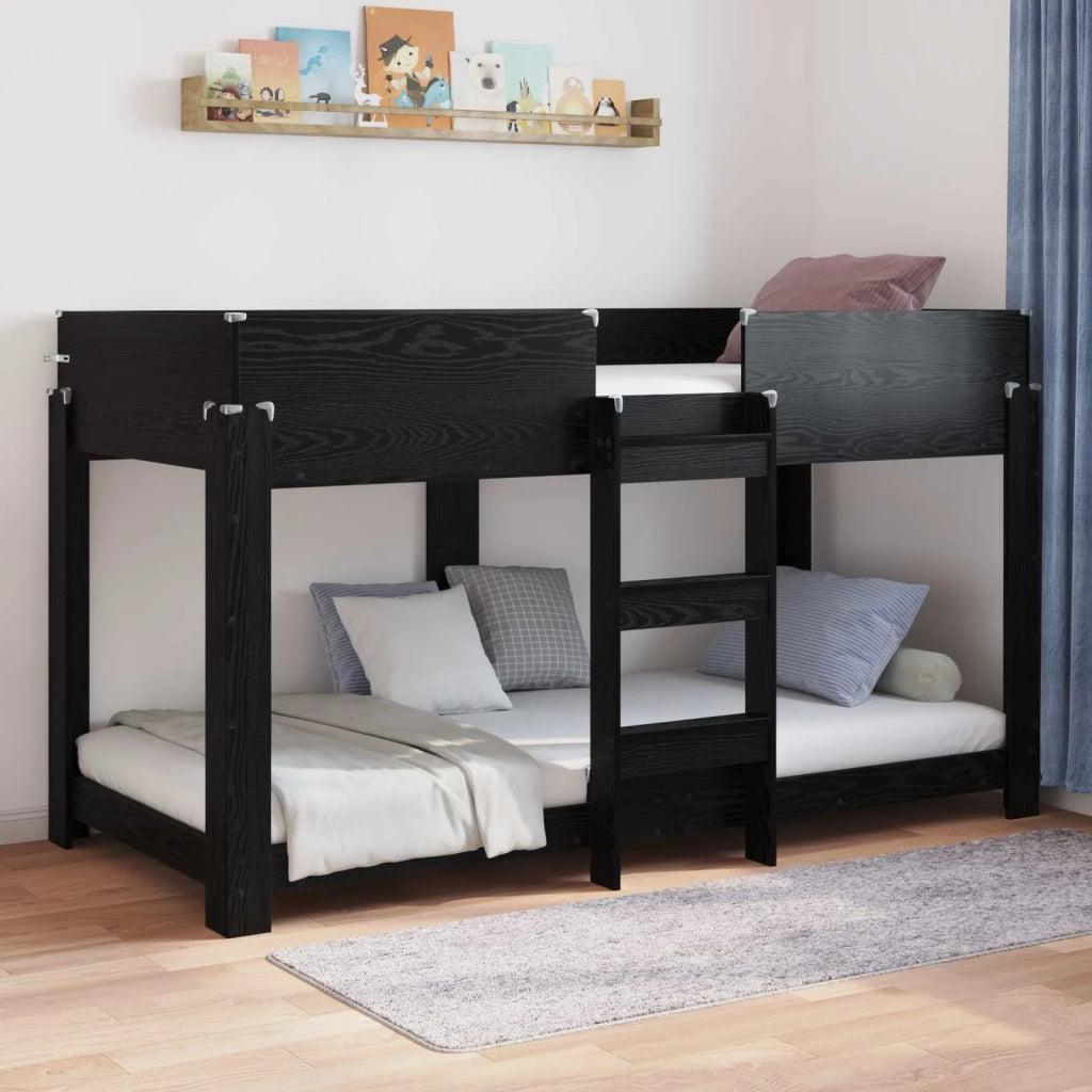 Letto a Castello per Bambini Rovere Nero 80 x 200 cm 3410524