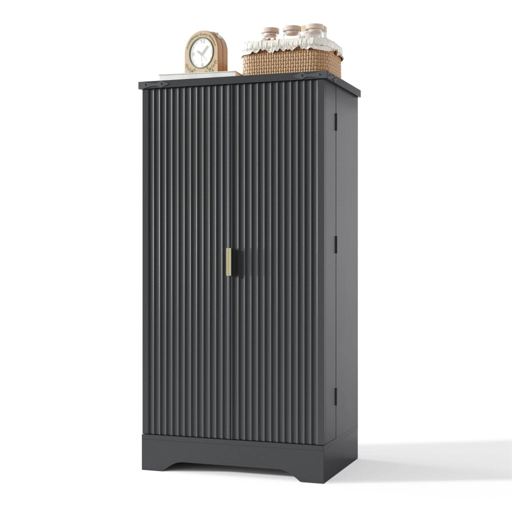Mobile dispensa alto nero 120 x 60;5 x 40 cm in MDF con luce LED sensore e ripiani regolabili