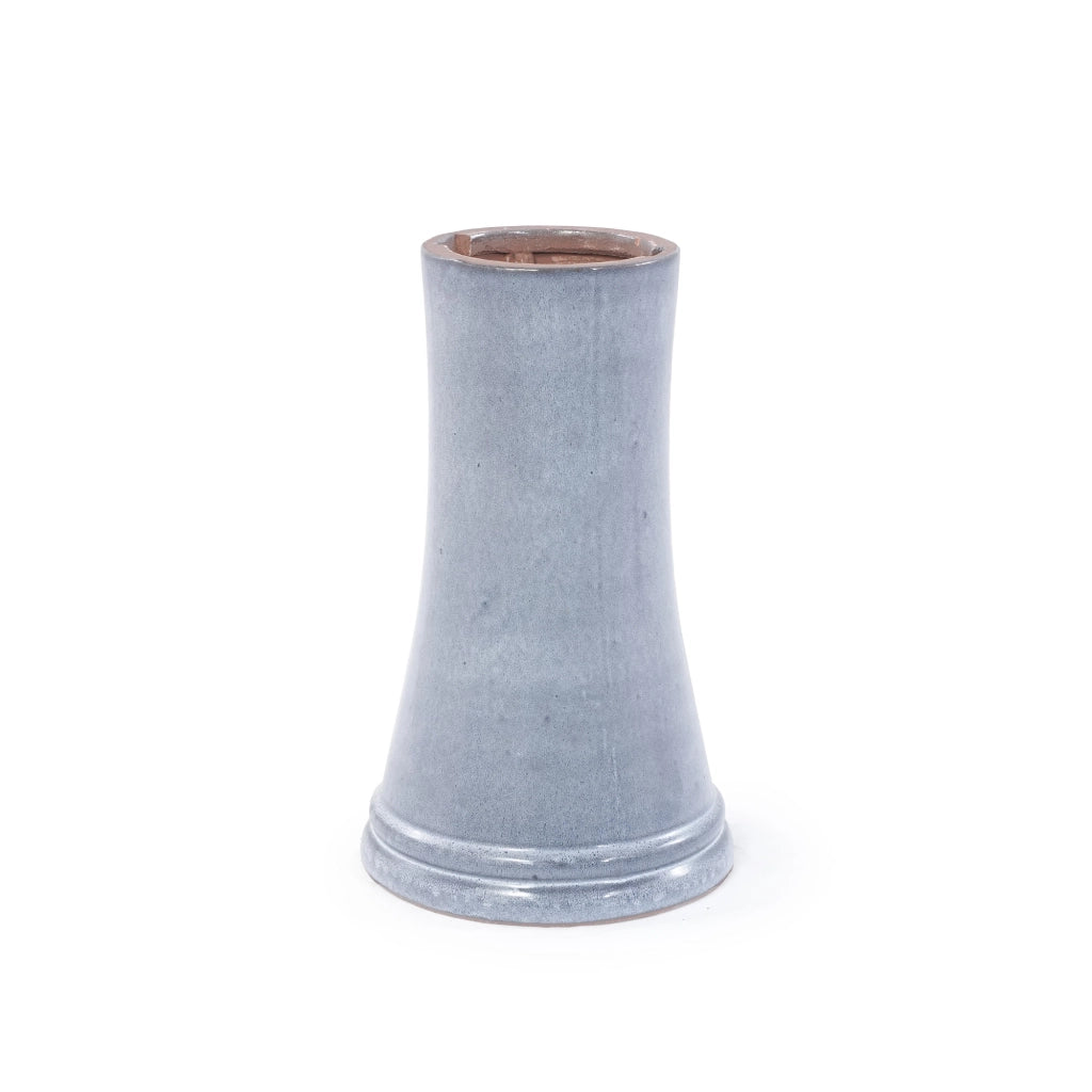 Bagno per uccelli in ceramica artigianale, Ø 43 cm, H 45 cm, smalto blu grigio, resistente al gelo