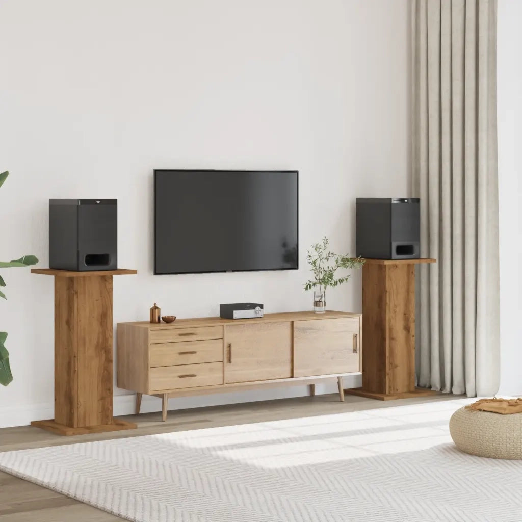 Supporti Altoparlanti 2 pz Rovere 30x30x80 cm in Multistrato 852671