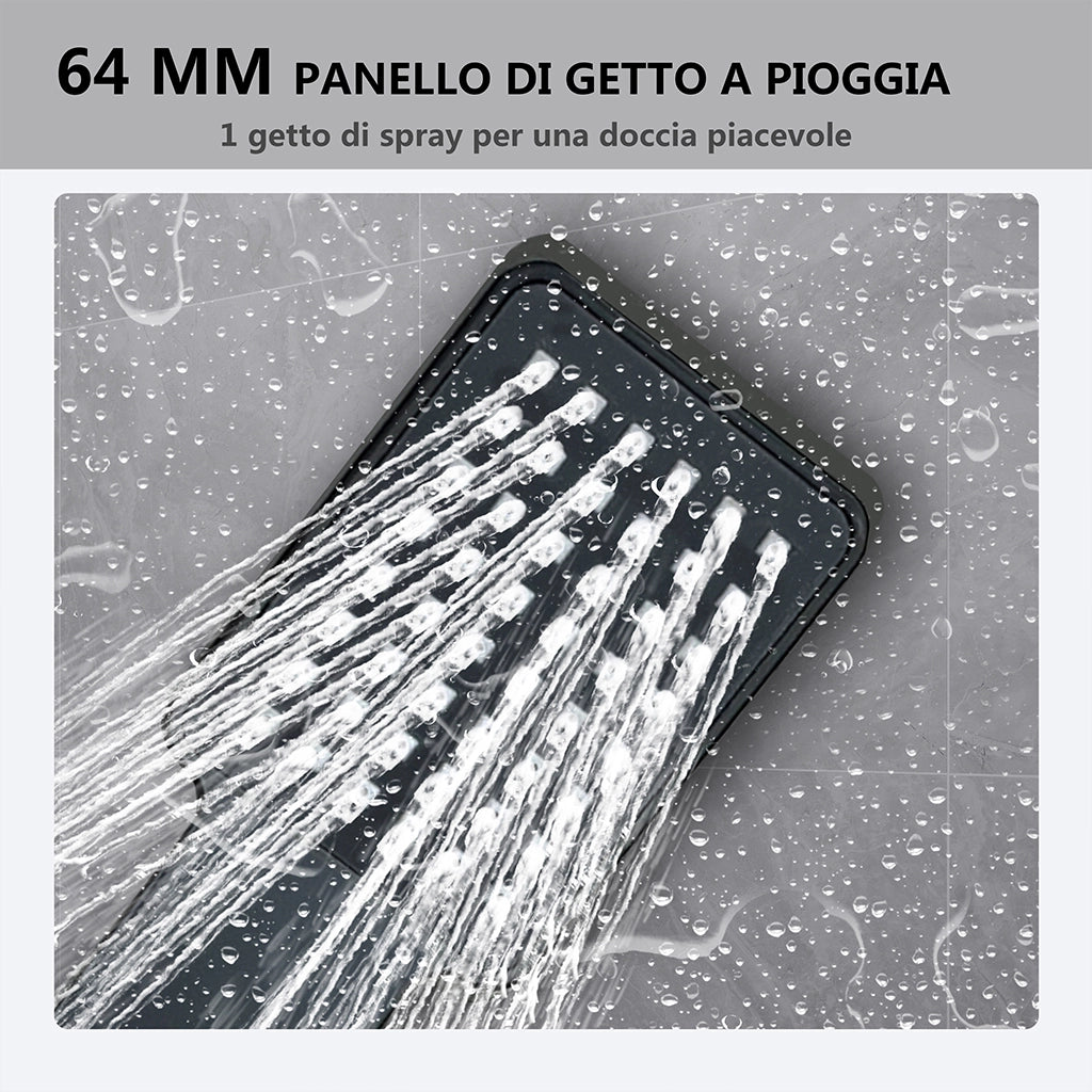 AICA Colonna Doccia con Miscelatore Termostatico, Set Doccia con Soffione 20x20cm e 40x280mm Rubinetto Nero
