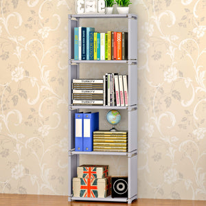 Libreria 5 Ripiani 52x31x144 cm in Metallo e Tessuto TNT Joy Silver/Grigio