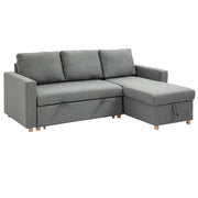Divano Angolare Letto 3 Posti con Meridienne Reversibile e Contenitore ¨C Zephmum ¨C Tessuto Grigio