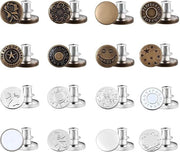 Set di chiodi metallici per jeans, 16 pezzi, 17 mm, chiodi a testa a martello con viti, chiodo per jeans da inchiodare, riparazione DIY