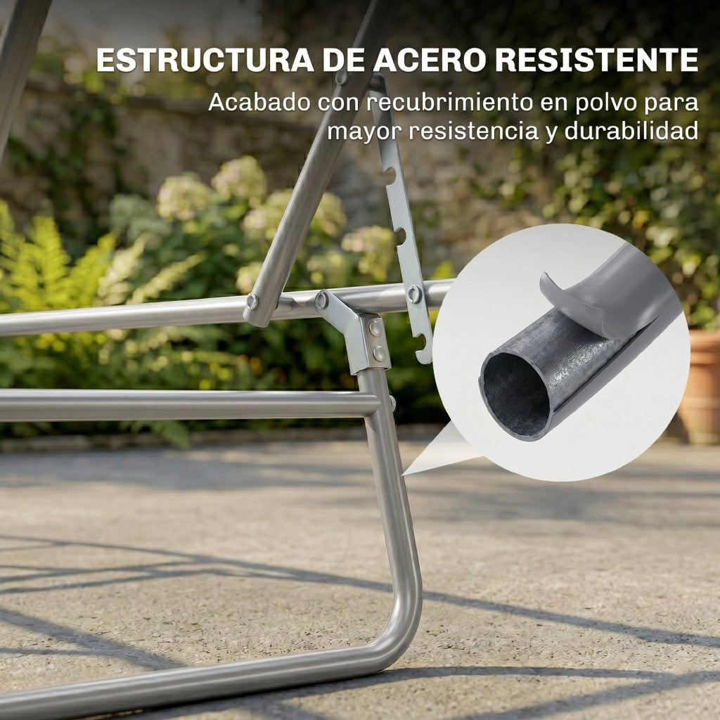 Tumbona Pieghevole con Toldo e Schienale ¨C zephmum ¨C Grigio Chiaro 187x58x36cm