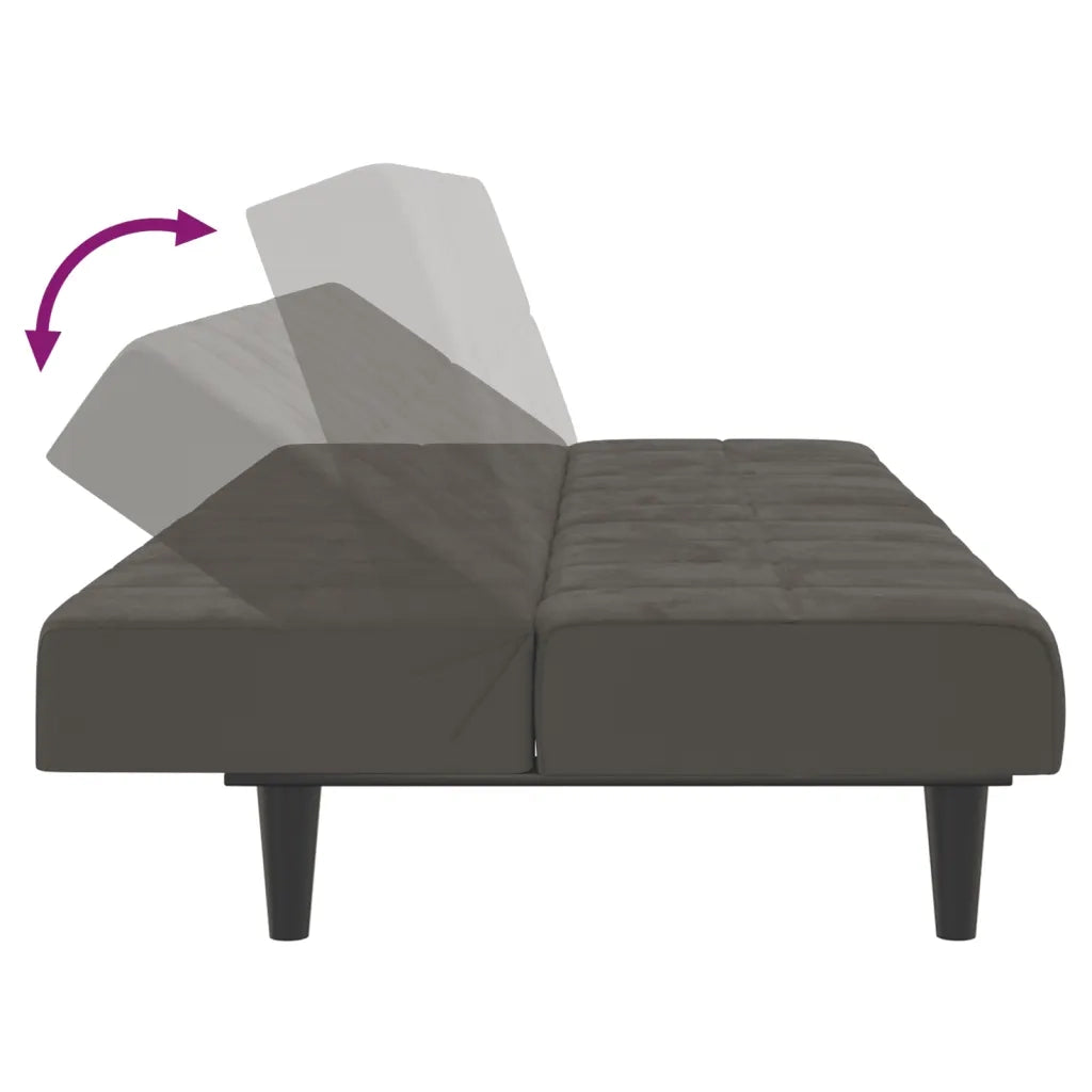 Divano letto | Sof¨¤ letto | Letto singolo a 2 Posti Grigio Scuro in Velluto