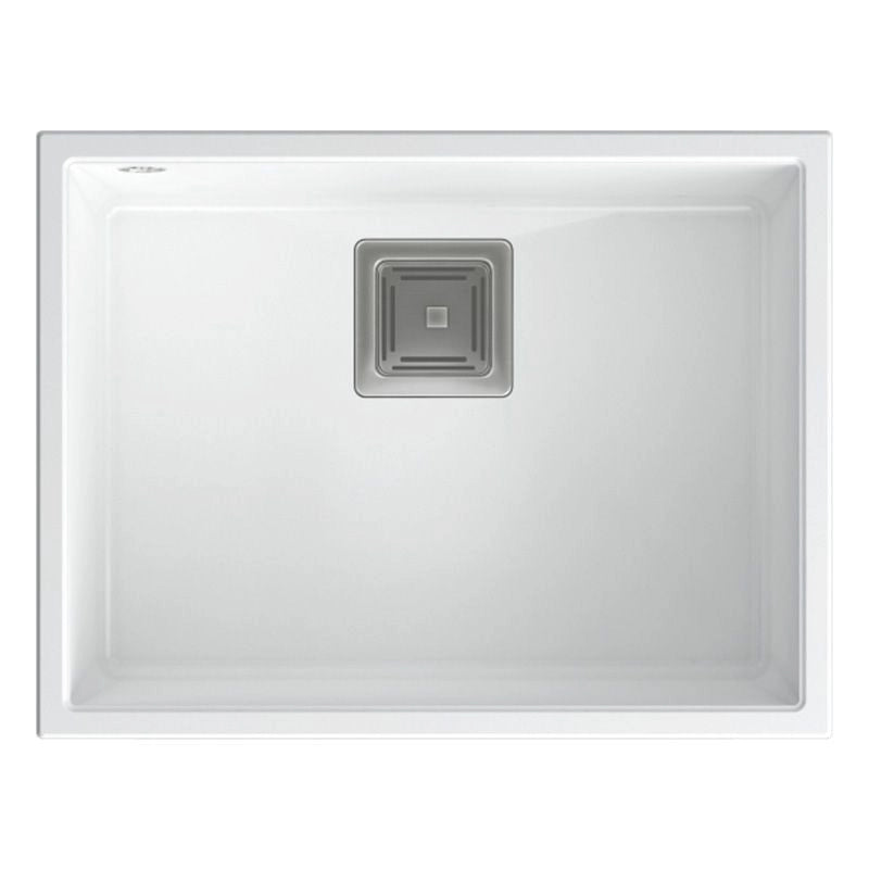 Lavello In Granito David 50 White Tappo rame spazzolato