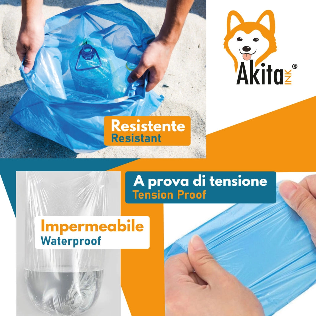Akitaink 60 Sacchi Spazzatura Blu 110L 70x110 cm 6 Rotoli