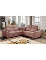 Divano ad angolo FREDERICO Rosa con poggiatesta regolabili 266x266cm