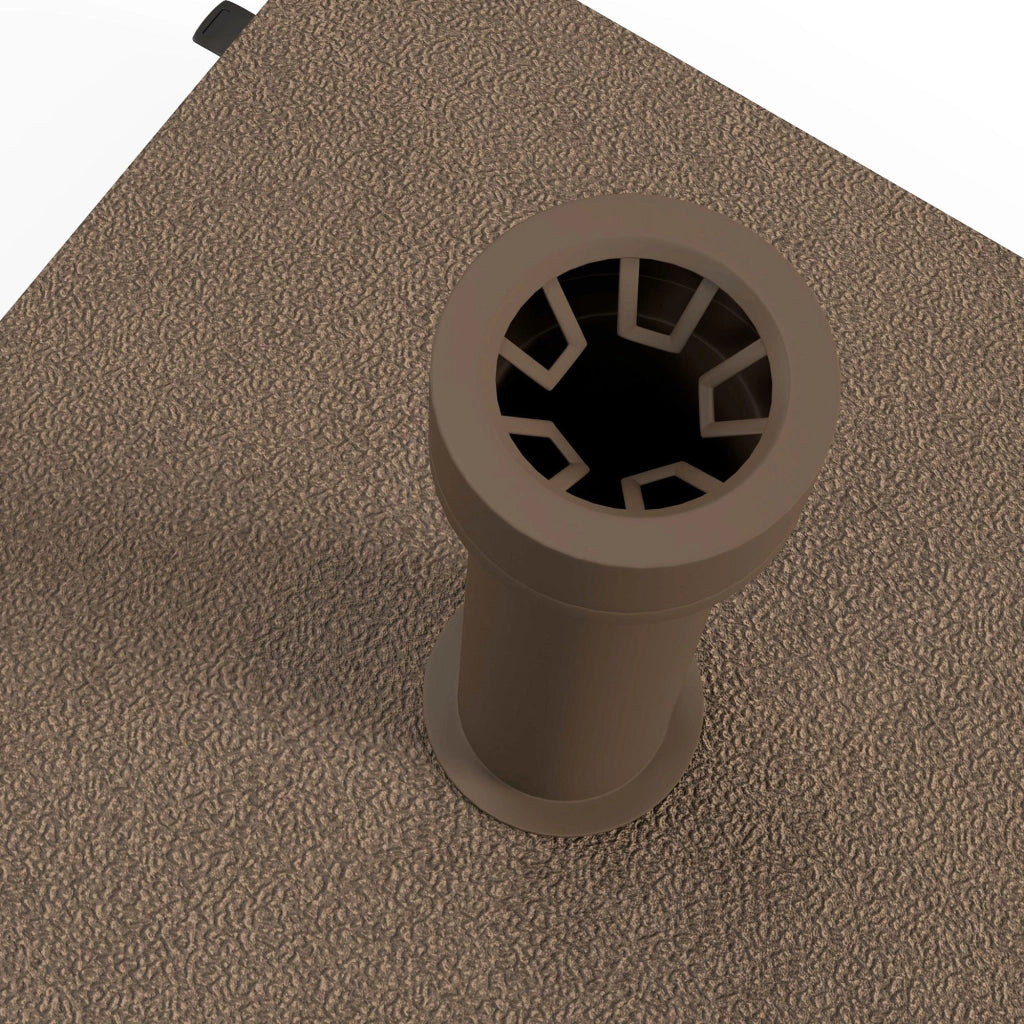 Base per Ombrellone Riempibile 45x45x39 cm fino a 20 kg per Pali da Ø2,2-3,8 cm  con Ruote Marrone