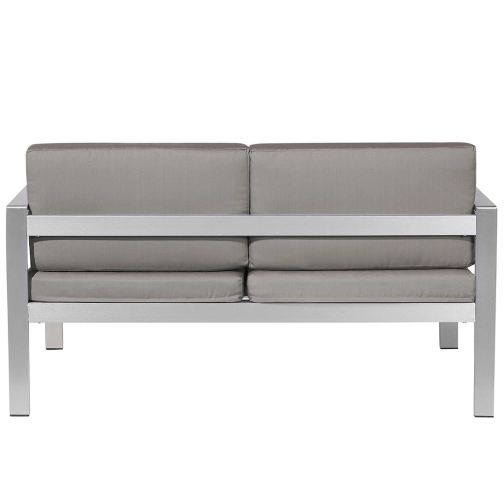 Divano da giardino con struttura in alluminio anodizzato grigio scuro a 2 posti con cuscini