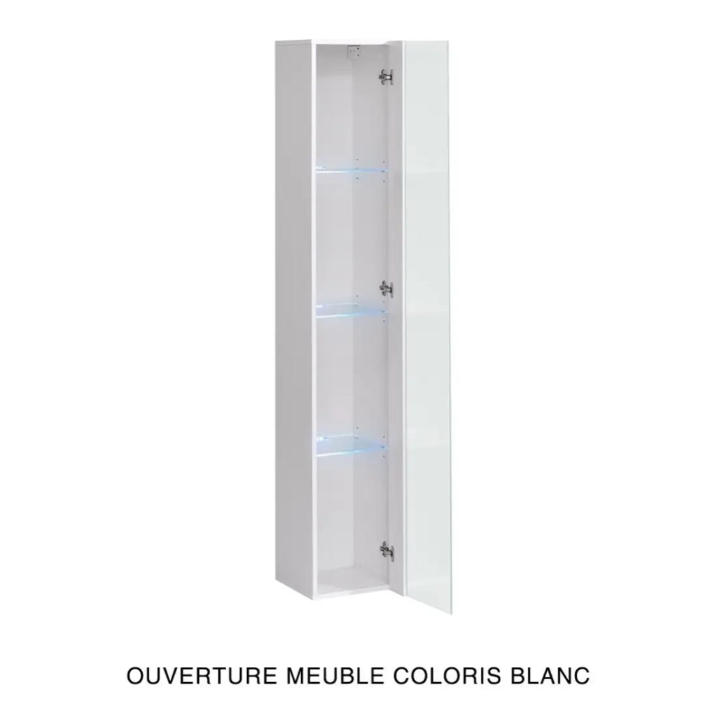 Vetrina sospesa nera con 1 porta in vetro e illuminazione LED inclusa. Collezione SWITCH.