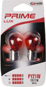 PY21W Coppia di lampadine in vetro arancio per luci auto 12V 21W BAU15s
