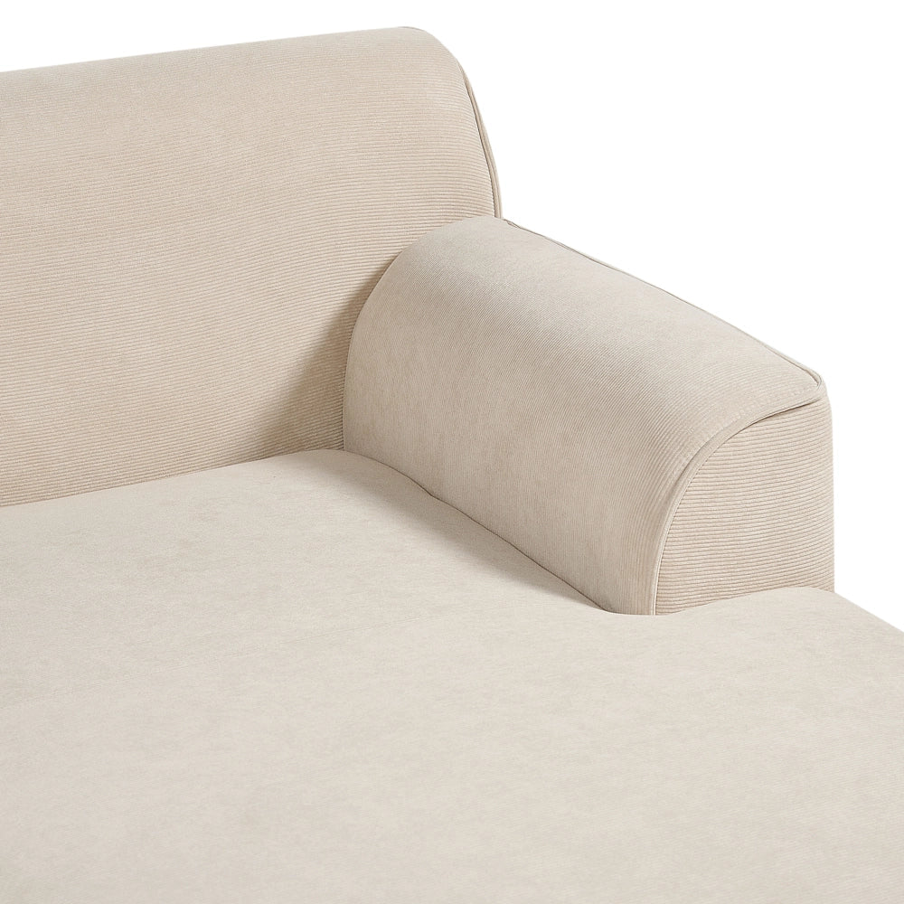 Divano angolare Beige velluto a coste con base in legno 3 posti a sinistra Divano retrò Soggiorno