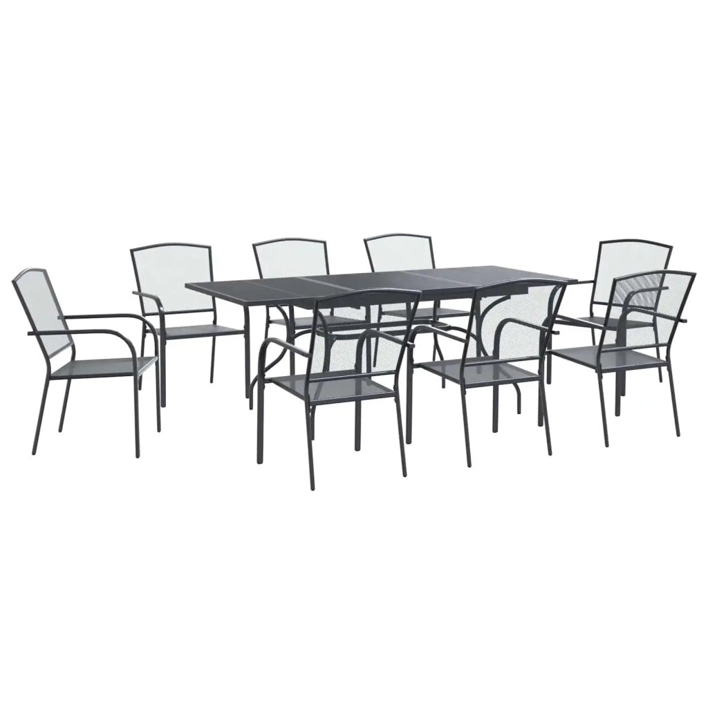 Set da Pranzo per Giardino 9 pcs Antracite 212 x 90 x 76 cm