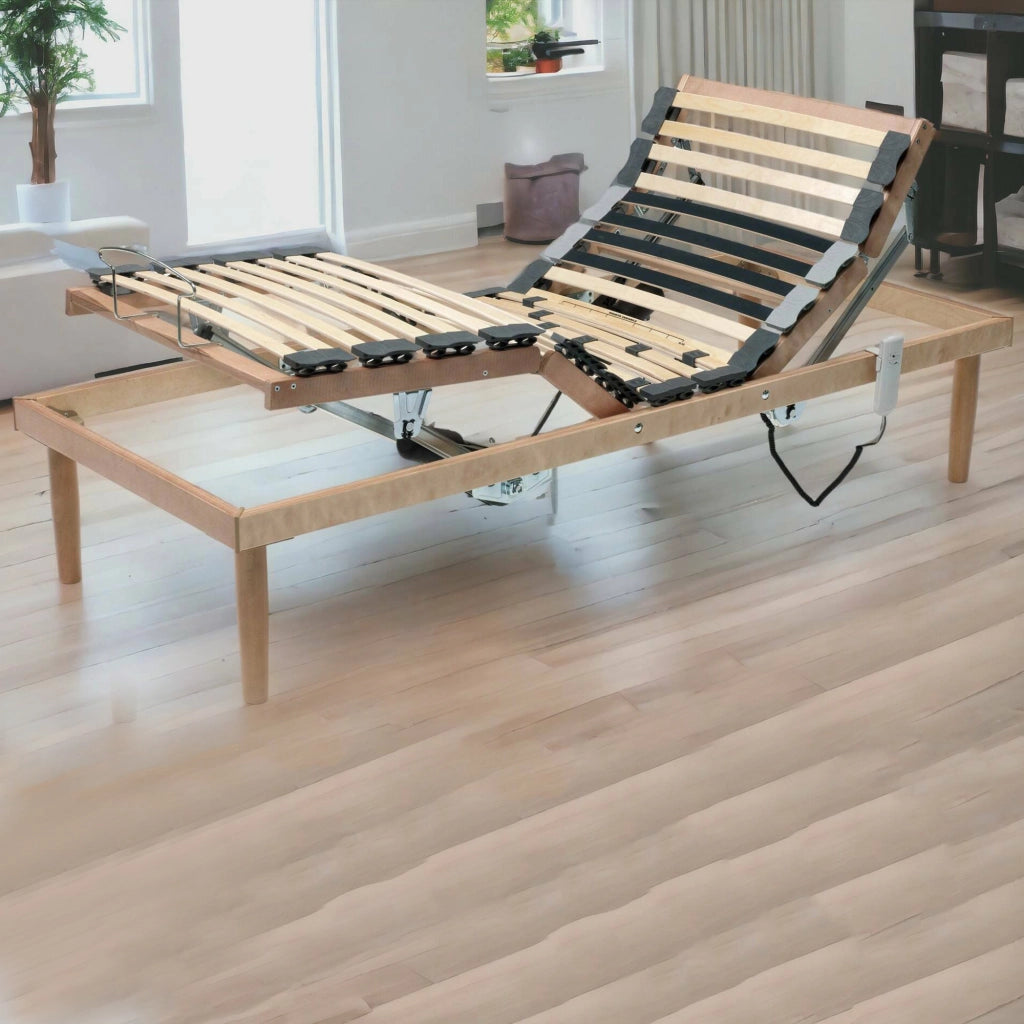 Rete letto singolo Arby, Rete a doghe in legno con motore, 100% Made in Italy, Rete ortopedica reclinabile motorizzata, cm 80x190h 34