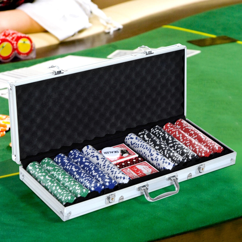 Valigetta Poker Professionale in Alluminio. Set Poker con 500 Fiches e 2 Mazzi per Texas hold'em e Blackjack