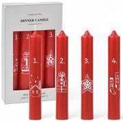 Set di candele per l'Avvento da 4 - Candele con numeri - Candele da tavolo per l'Avvento - Lunghezza 16 cm - Paraffina con disegno