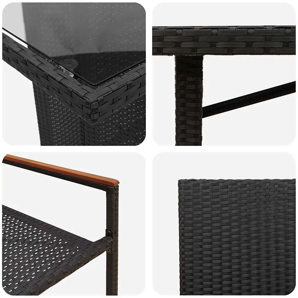Set da Pranzo per Giardino 9 pcs Nero polyrattan 3365427