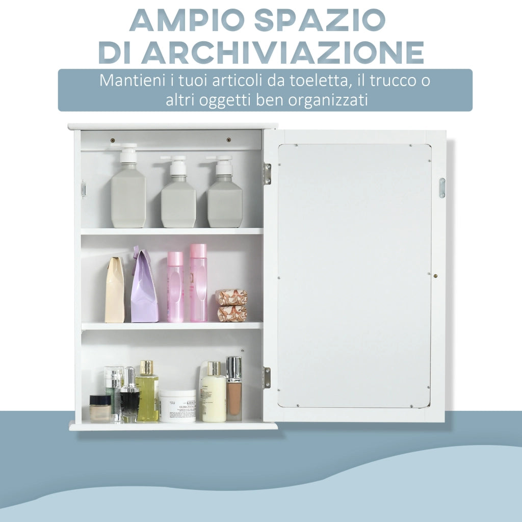 Specchio Bagno Contenitore con Anta Magnetica ¨C Zephmum ¨C Bianco