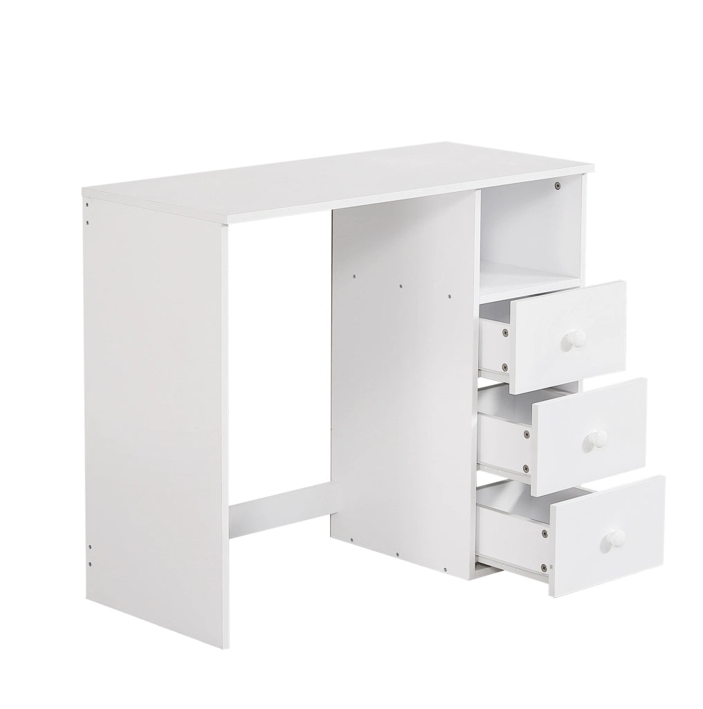 Letto a castello 90x200 cm bianco e naturale, legno e MDF con scrivania e 3 cassetti
