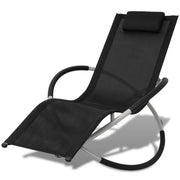 Lettino prendisole sedia a sdraio lettino prendisole letto da giardino mobili da giardino mobili da esterno geometrici acciaio nero e grigio 02_0012778