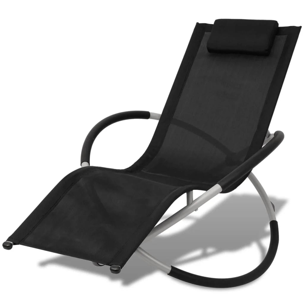 Lettino prendisole sedia a sdraio lettino prendisole letto da giardino mobili da giardino mobili da esterno geometrici acciaio nero e grigio 02_0012778