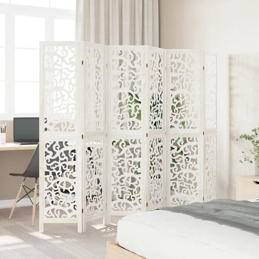 Divisorio Ambienti | Divider per stanze | Paravento 6Pannelli Bianco Legno Massello di Paulownia