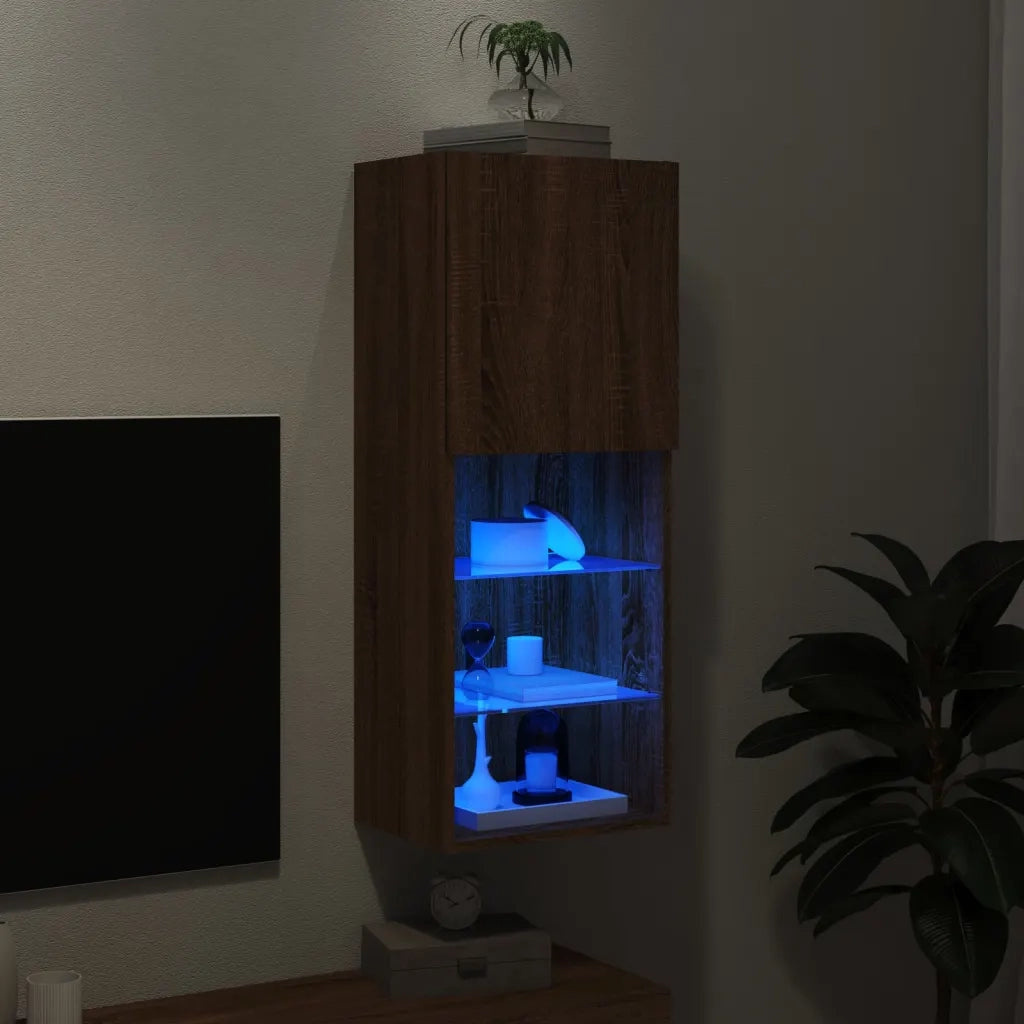 Mobile TV | Armadietto TV | Mobile Porta TV con Luci LED Rovere Marrone 40,5x30x102 cm