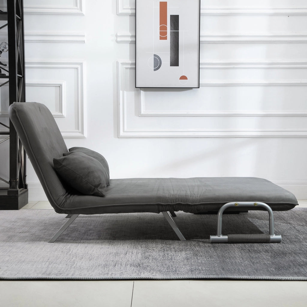 Divano Letto 2 Posti in Similpelle e Acciaio ¨C zephmum ¨C Grigio, 105x80x78 cm